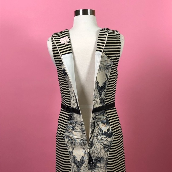 Tracy Reese French toile stripe floral white cream belted sheath-dress 1… - Picture 3 of 9